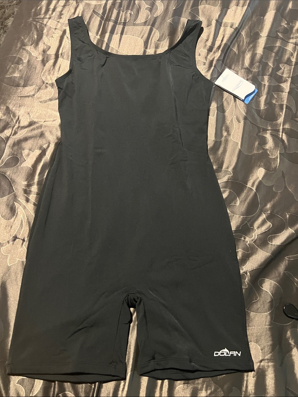 NWT Dolfin AquaShape Aquatard Unitard Solid Black Women’s 16 Shelf Bra Training